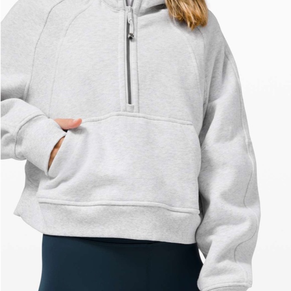 Lululemon Scuba Oversized 1/2 Zip Hoodie in Heathered Light Grey (Size XS/S) - Picture 3 of 12